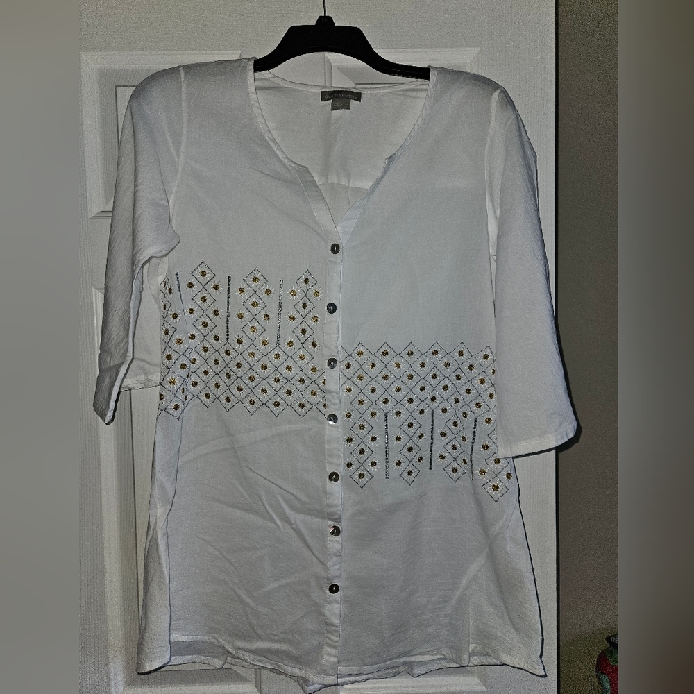 Peppermint Bay Long Button Down Tunic Light Weight